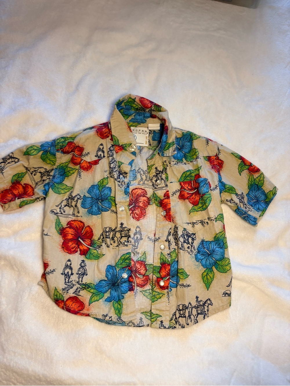 Roper Boys XS 4–5 Tropical Cowboy Pearl Snap Shirt